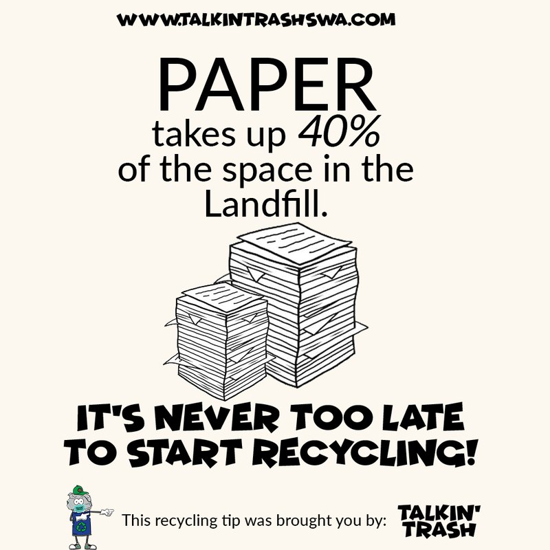 Paper takes up 40% of the space in the landfill.